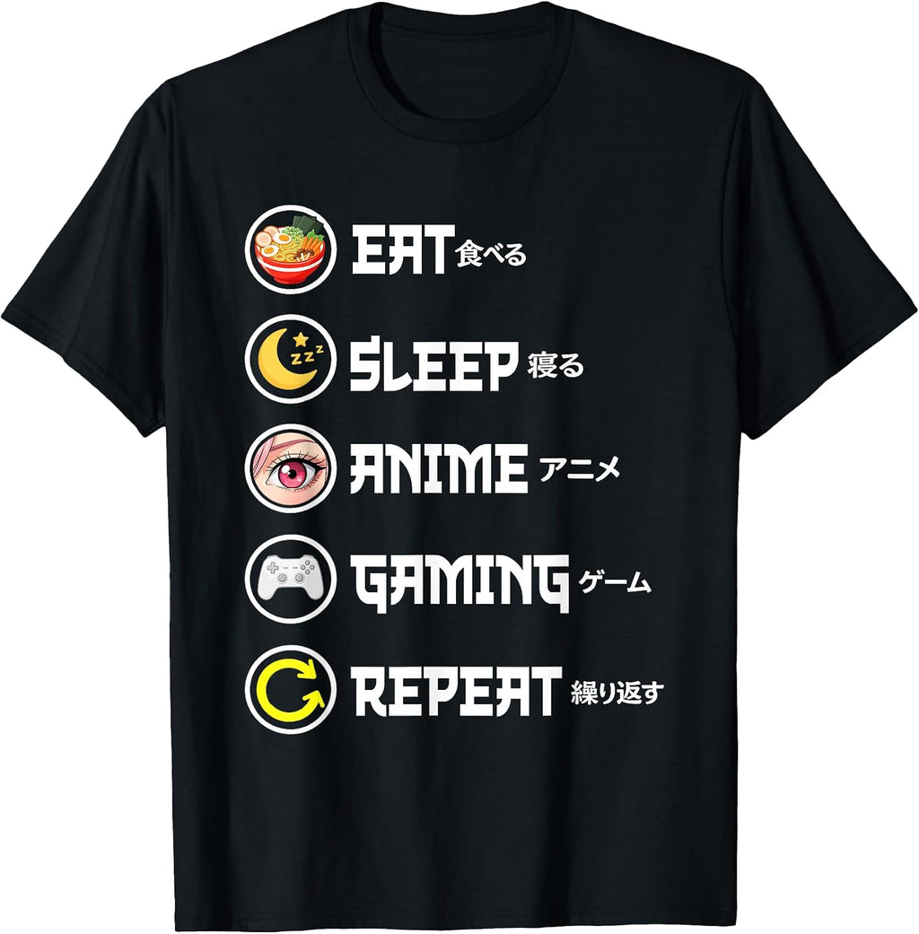 Kawaii Anime Merch Eat Sleep Anime Gaming Repeat