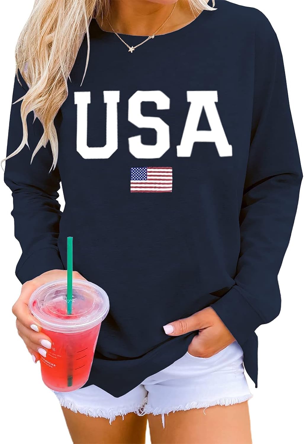 Womens Casual Long Sleeve Graphic Tee Shirts Crew Neck Sweatshirts Pullover Tops for Women