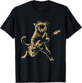 Cat Playing Guitar Rock Star Rock and Roll Men Women Kids T-Shirt