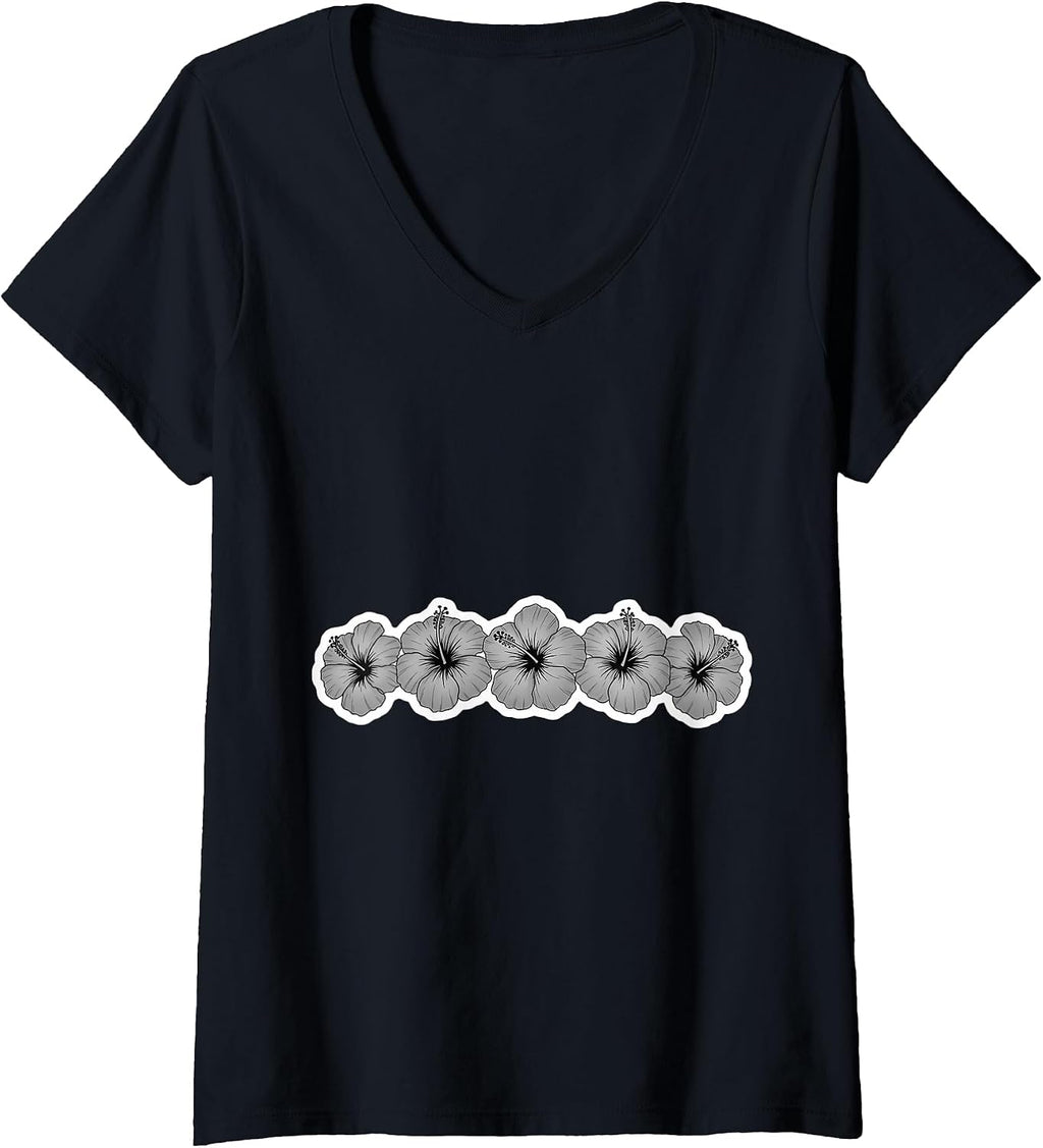 Black White Hibiscus Flower Hawaii Surfer Merch