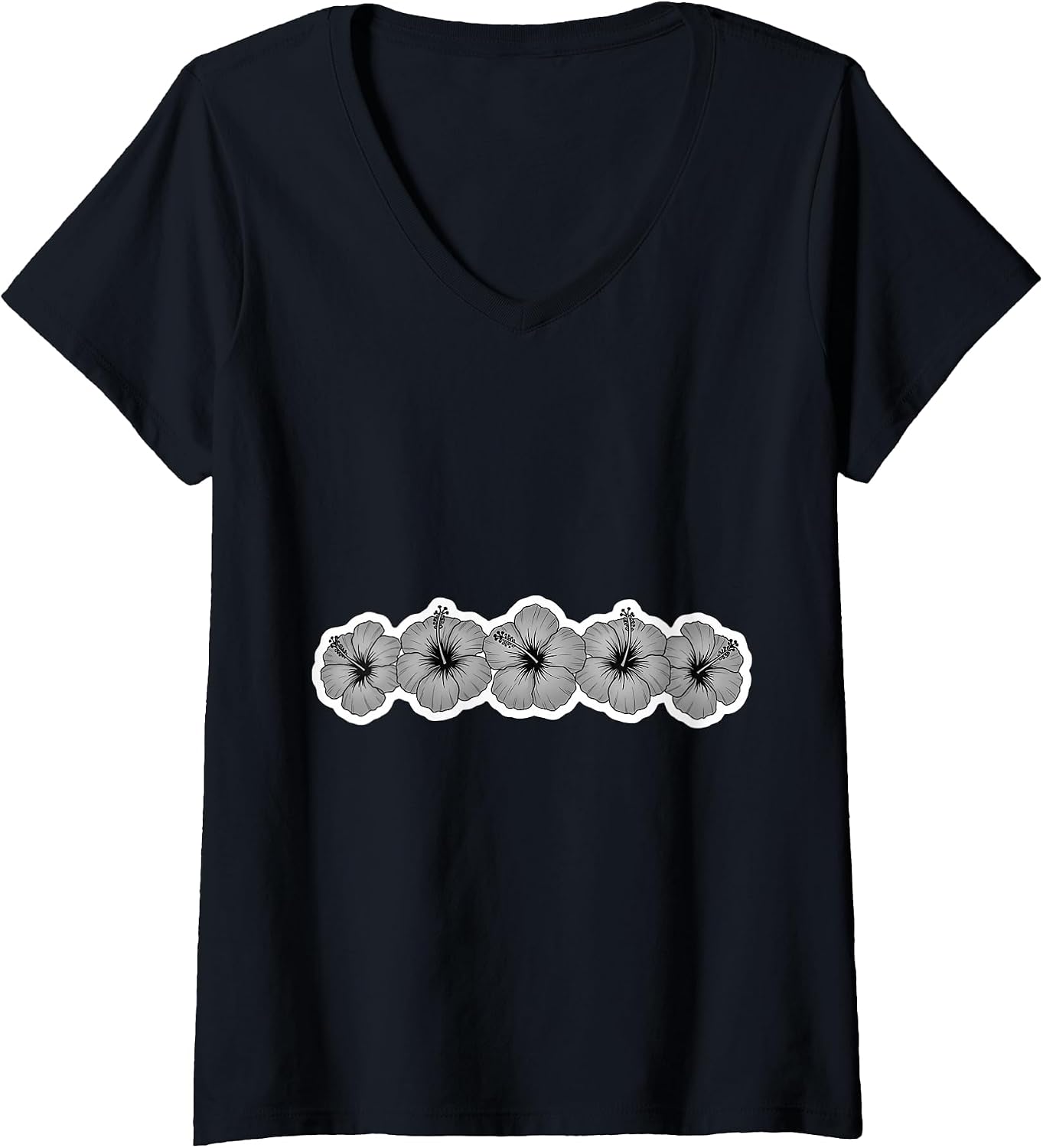 Black White Hibiscus Flower Hawaii Surfer Merch
