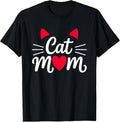 Cat Mom Cute Funny Women's Feline Lover Art Graphic T-Shirt