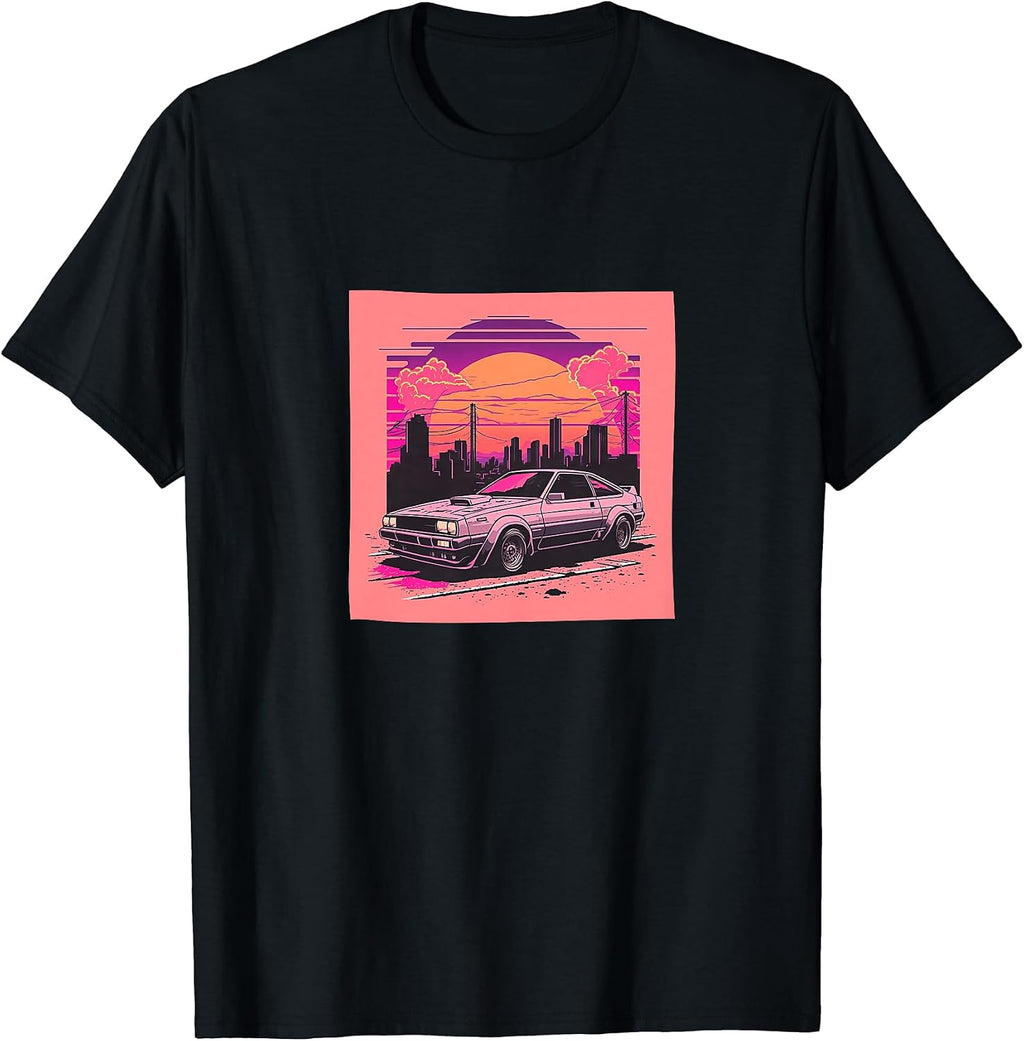 Retro Car Synthwave Sunshine Comic Style Merch