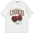 Oversized Graphic Tees Unisex Cherries Print T Shirts Casual Summer Short Sleeve Top Cotton Cute Tee Shirt