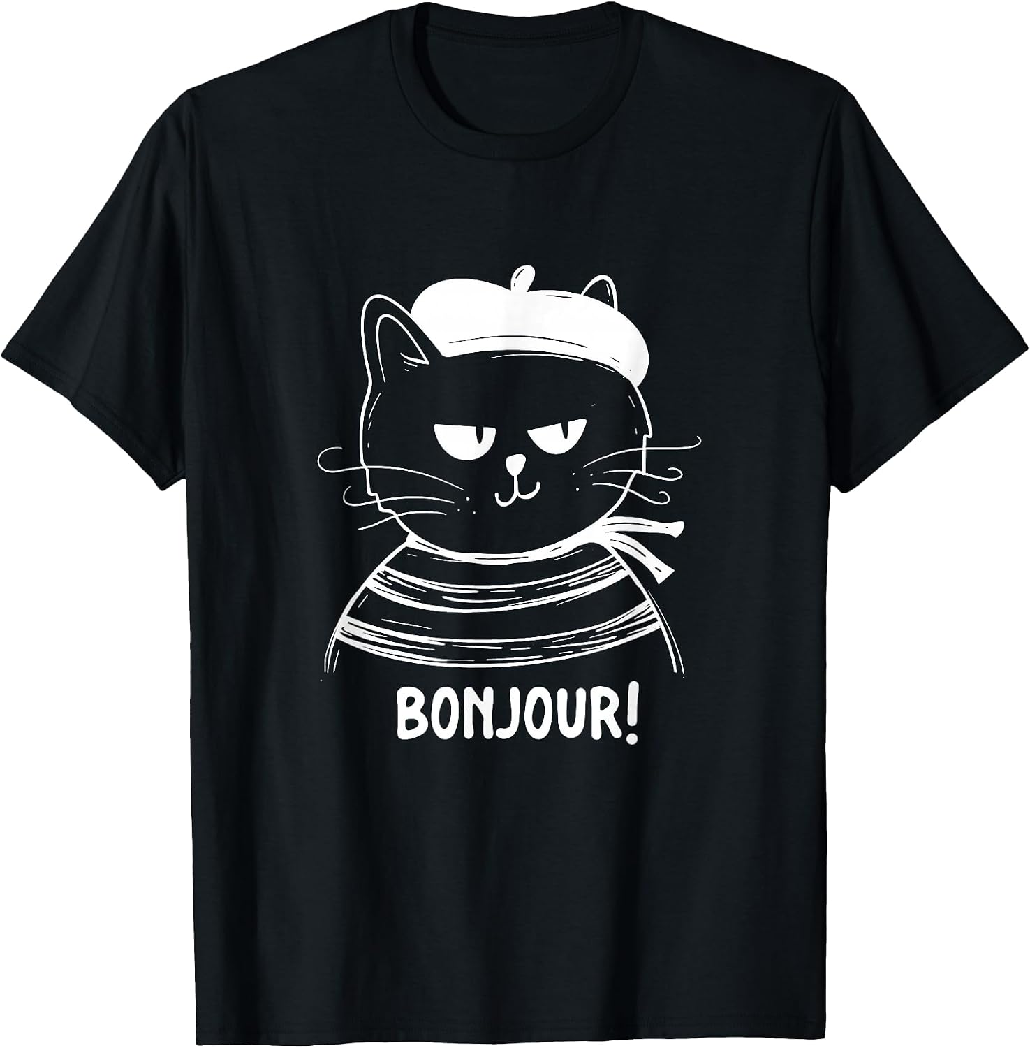 Bonjour - French Cat France Lover Francophile T-Shirt