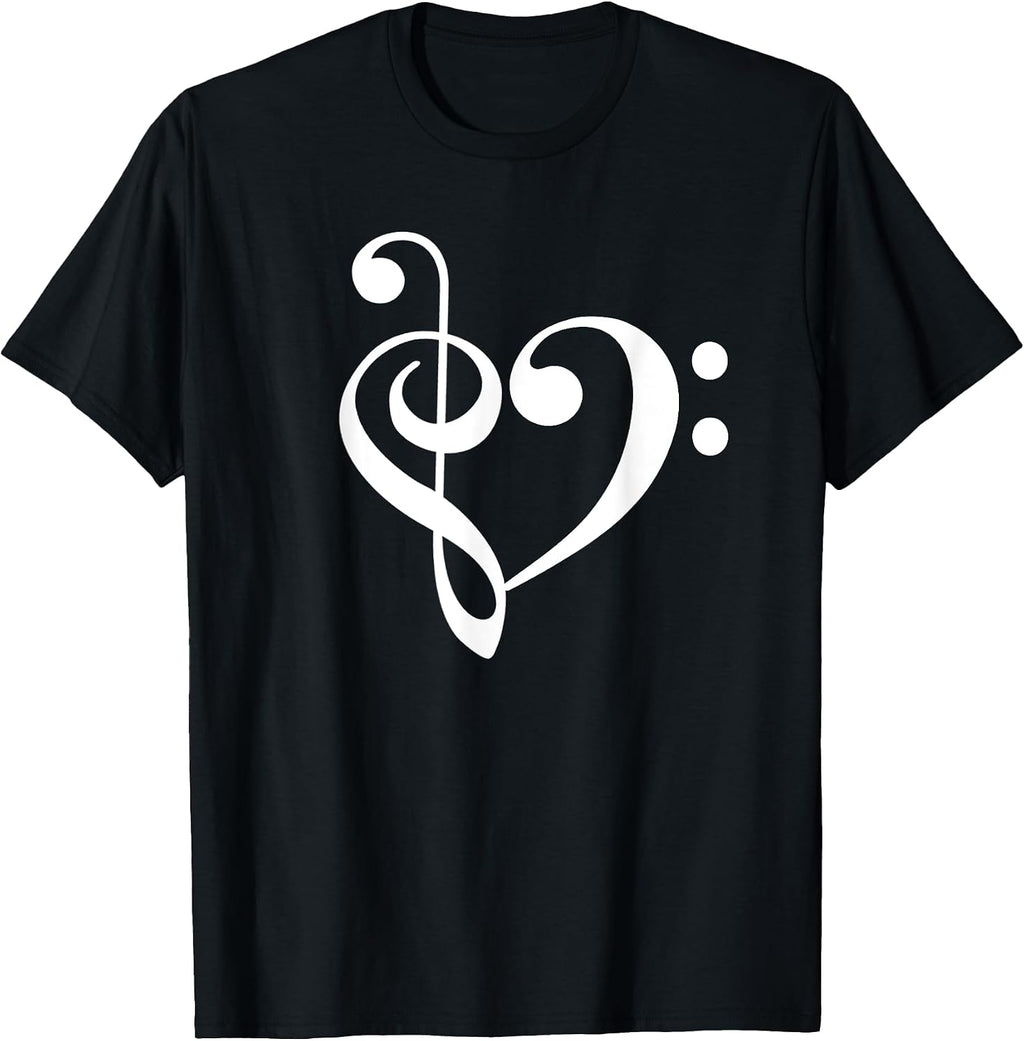 Treble Bass Clef Heart TShirt Music Love Orch Dork Band Nerd T-Shirt