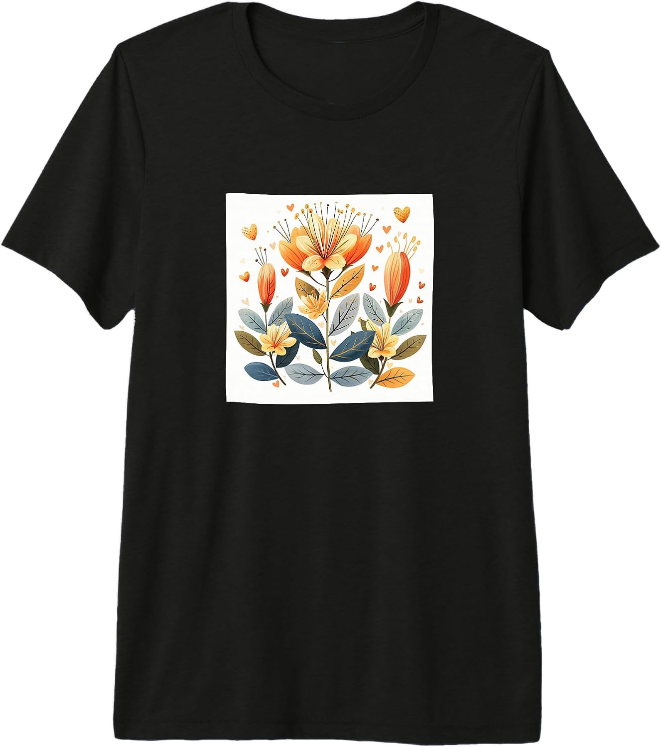 Honeysuckle Flowers And Hearts Boho Style Merch