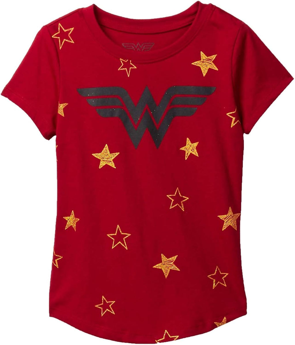 Girls T-Shirt Wonder Woman Logo & Stars Print