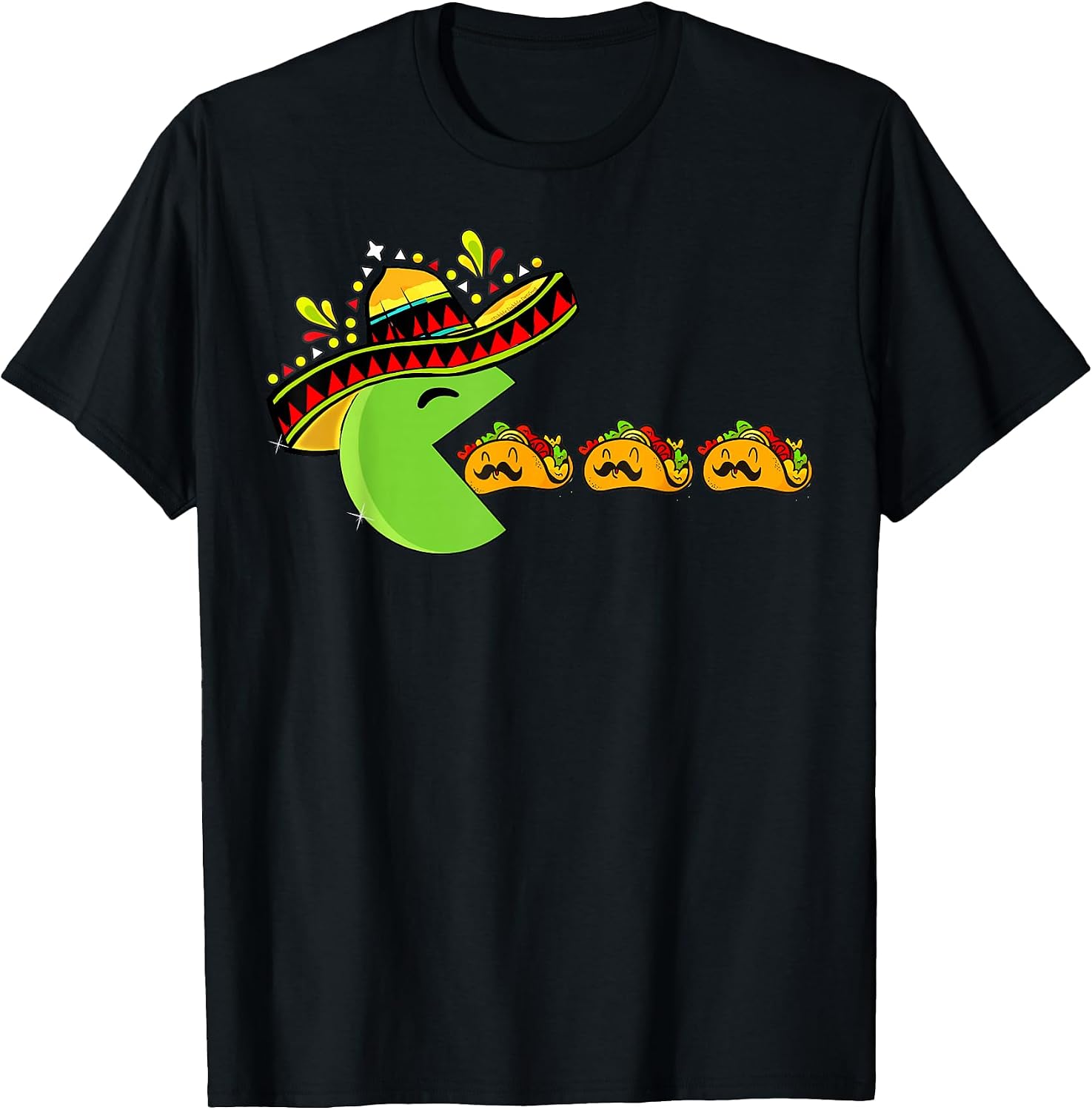 Sombrero Eating Funny Tacos with Mustaches Cinco de Mayo T-Shirt