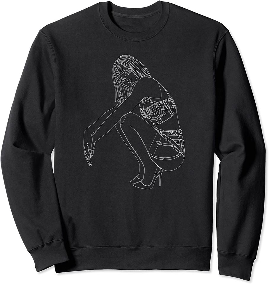 Minimal one line art drawing of girl woman #1 Sweatshirt