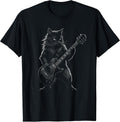 Black Cat Playing Electric Guitar Gothic Rocker T-Shirt
