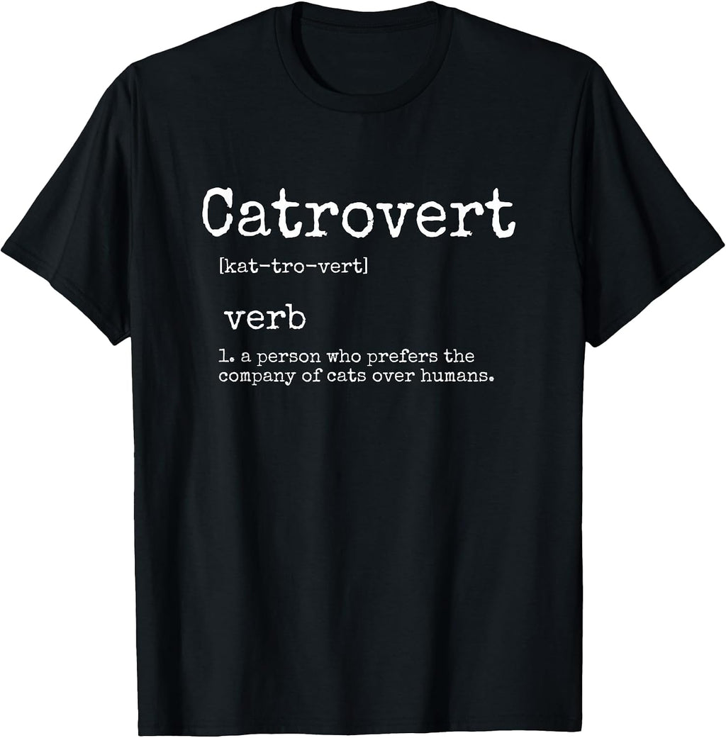 Cat Gifts for Women Funny Cat Lover Catrovert T-Shirt