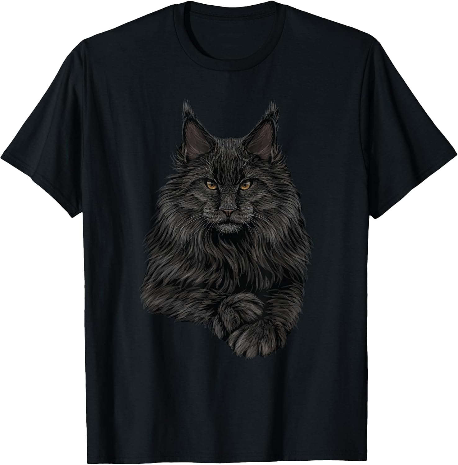 Realistic Cute Maine Coon cat Sitting for Lovers Animals T-Shirt
