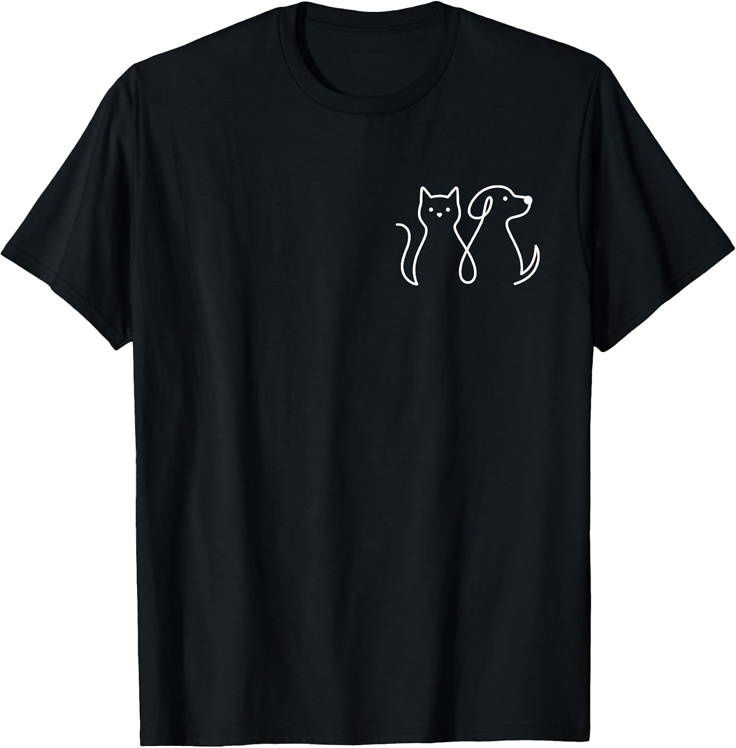 Cat and Dog Pocket Animal Lover Funny Pet Cute Cat Dog Art T-Shirt