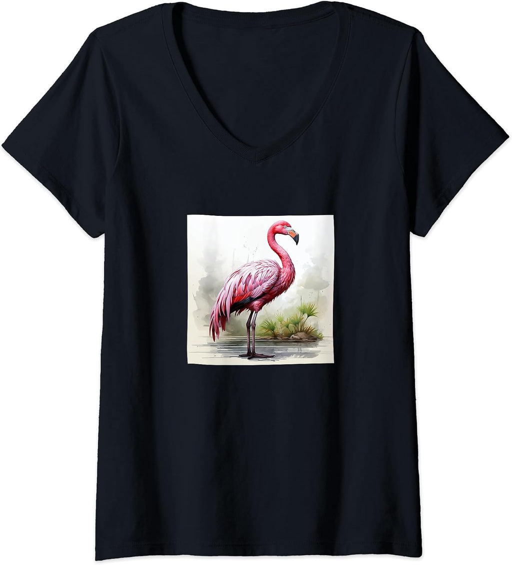 Flamingo Watercolor Flowers Merch