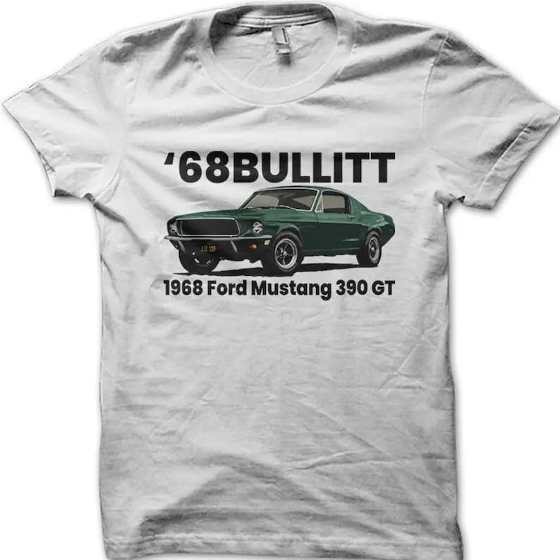 68 Bullitt Mustang 390 GT retro cotton t-shirt Hoodie, Sweatshirt | RetroVerseTees.com