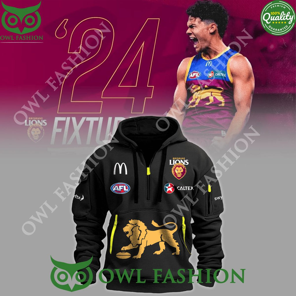 AFL Brisbane Lions 24 Fixture Half Zip Hoodie Limited 2024