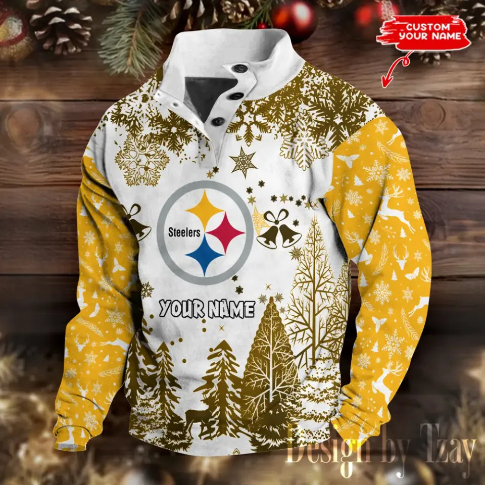 Pittsburgh Steeler Christmas Double Stand Collar Sport Sweatshirt
