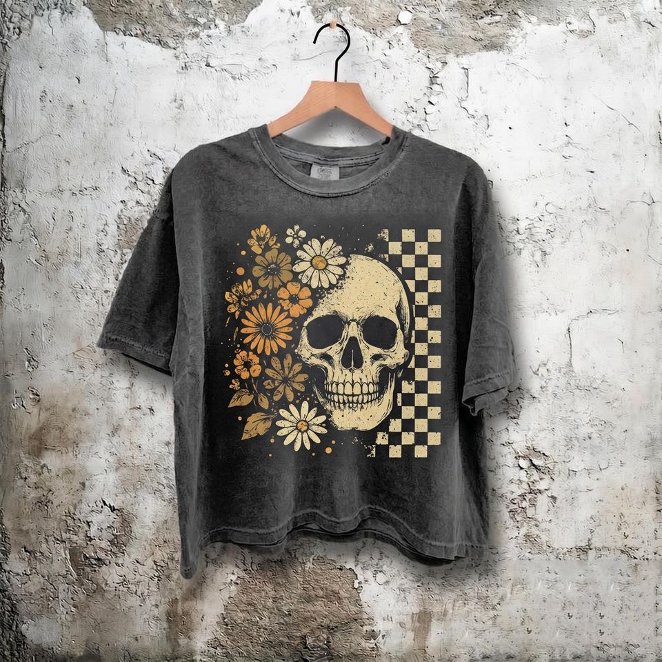 Boho Skull Floral Boxy Tee