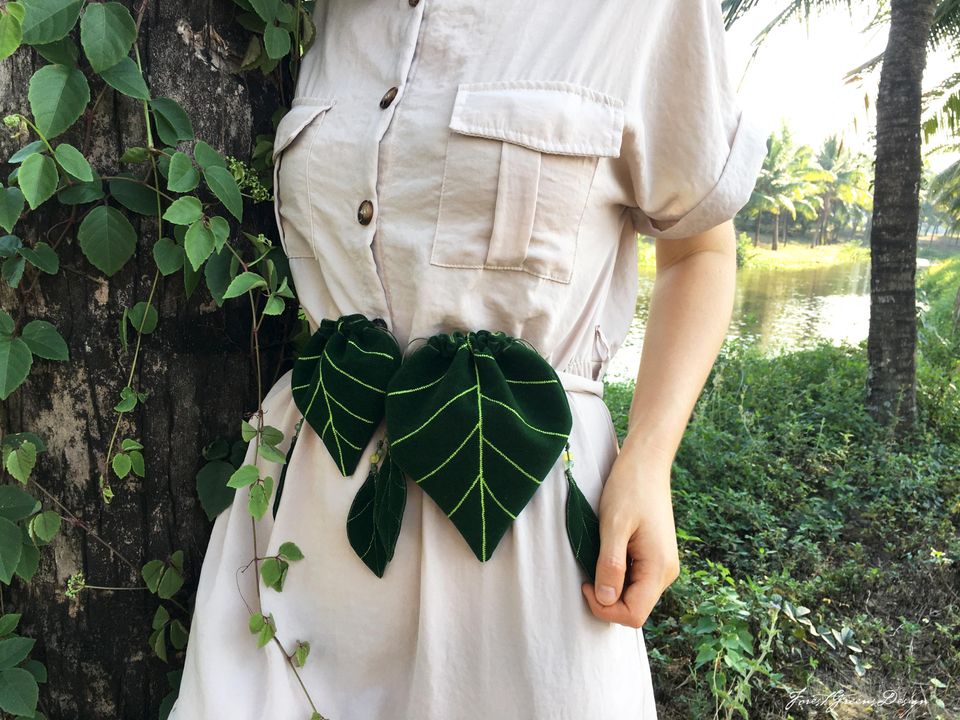 Set of 2, 3 Handcrafted Druid Leaf Pouches: Dice, Crystals, Coins, Elven Renfaire Accessories, Attachable to Belt (Pre-Order)