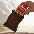Personalized Cowhide Leather Cigarette Pouch with Small Lighter Pocket-Custom Engraving