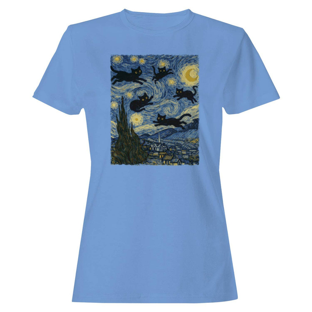 Cats Van Gogh Women's T-Shirt Carolina Blue