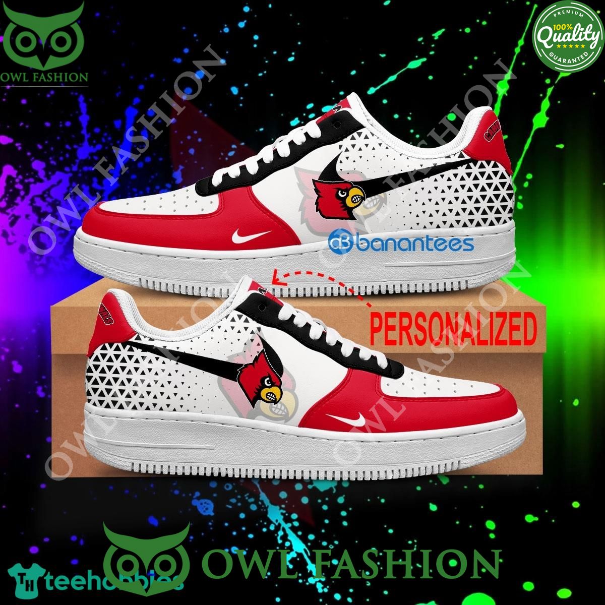 Personalized NCAA Louisville Cardinals Air Force 1 AOP AF1 Sneaker