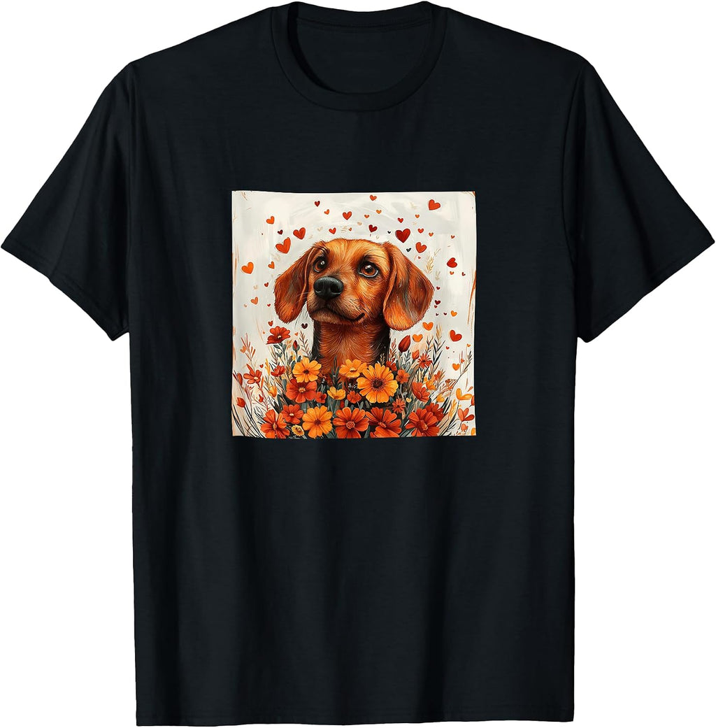 Dachshund Flowers With Hearts Around Boho Merch