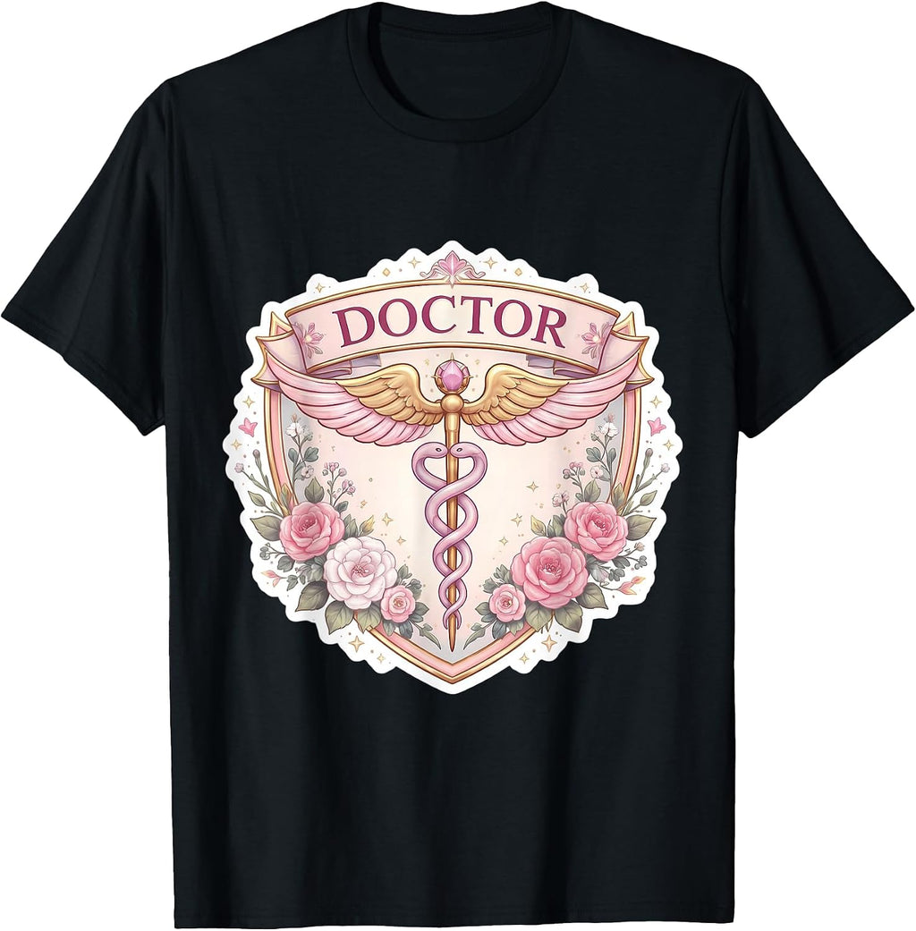 Woman Medical Doctor Physician Floral Badge Merch