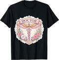Woman Medical Doctor Physician Floral Badge Merch