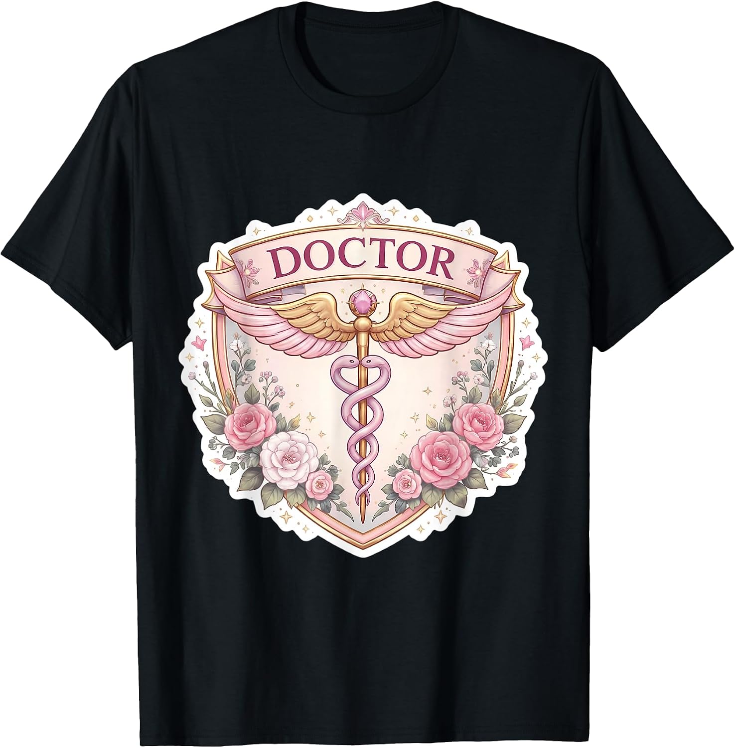 Woman Medical Doctor Physician Floral Badge Merch