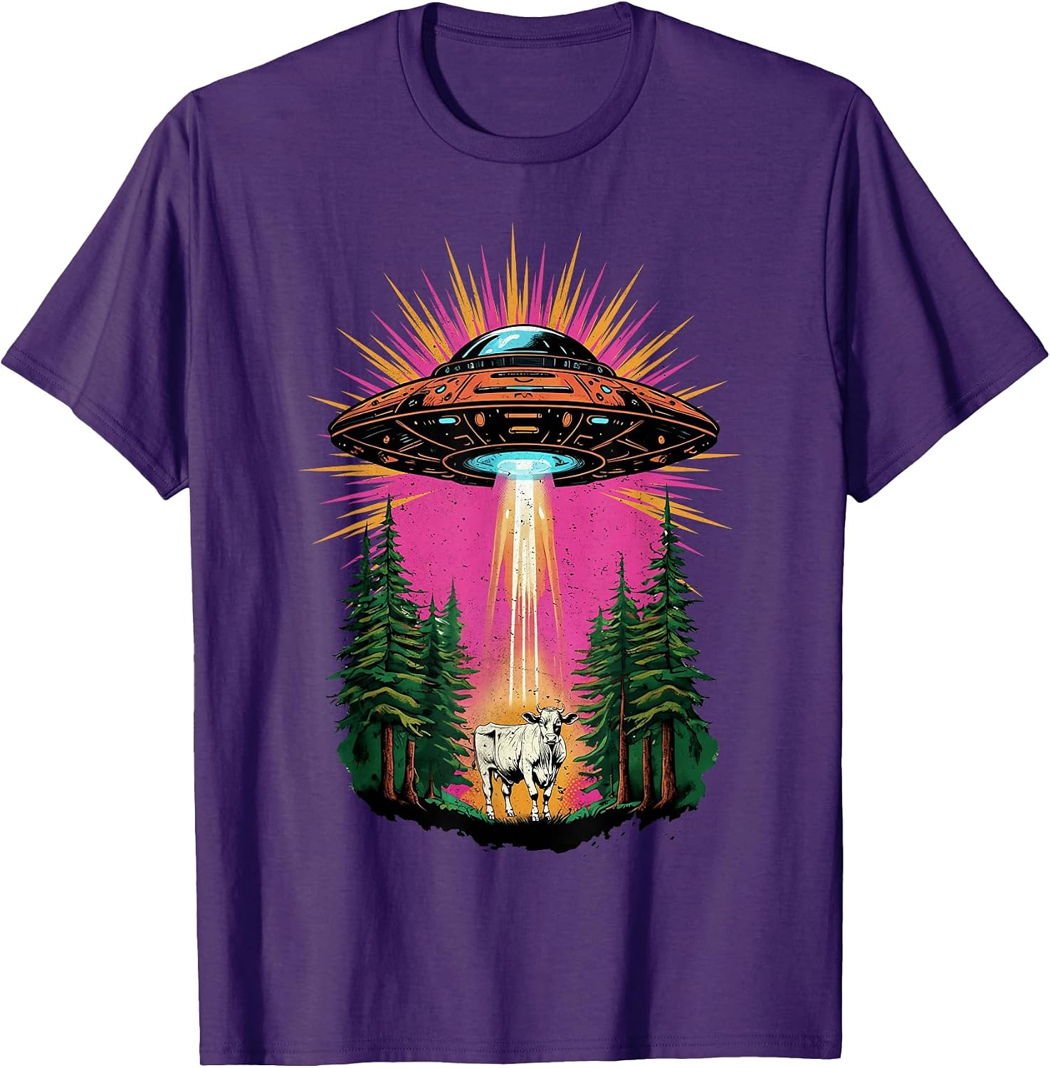 Vintage UFO Cow Abduction Alien Funny Xmas Shirt