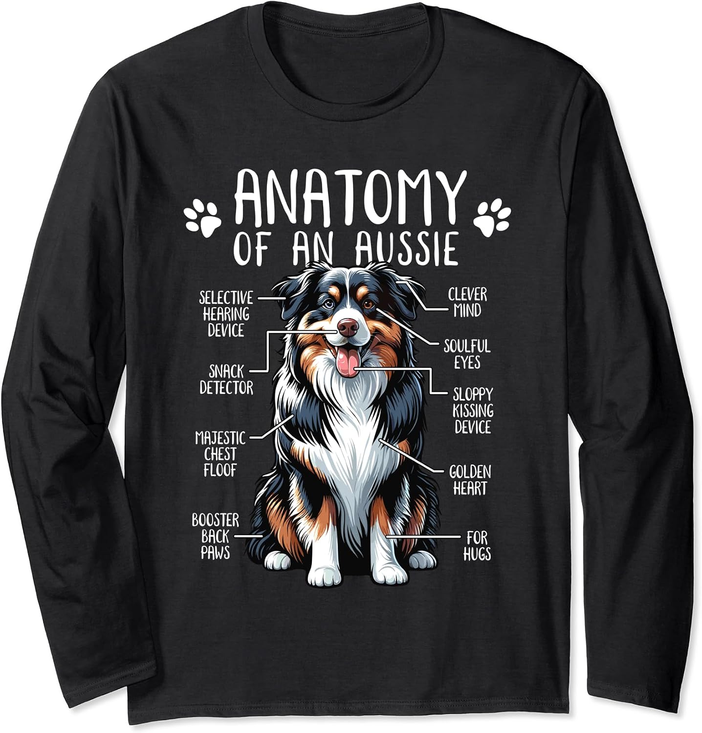 Funny Anatomy Australian Shepherd Dog Lover Aussie Owner Long Sleeve T-Shirt