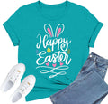 Easter Shirts for Women Happy Easter T-Shirt Rabbit Ear Egg Print Tee Tops