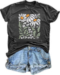 T Shirts for Women Graphic Tees Vintage Printed Short Sleeve Shirt Crewneck Loose Fitting Tops Casual Basic Cute Blouses
