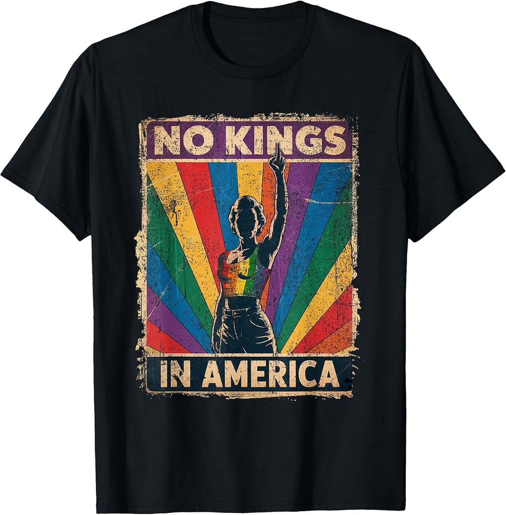 Funny No Kings in America LGBT Retro T-Shirt