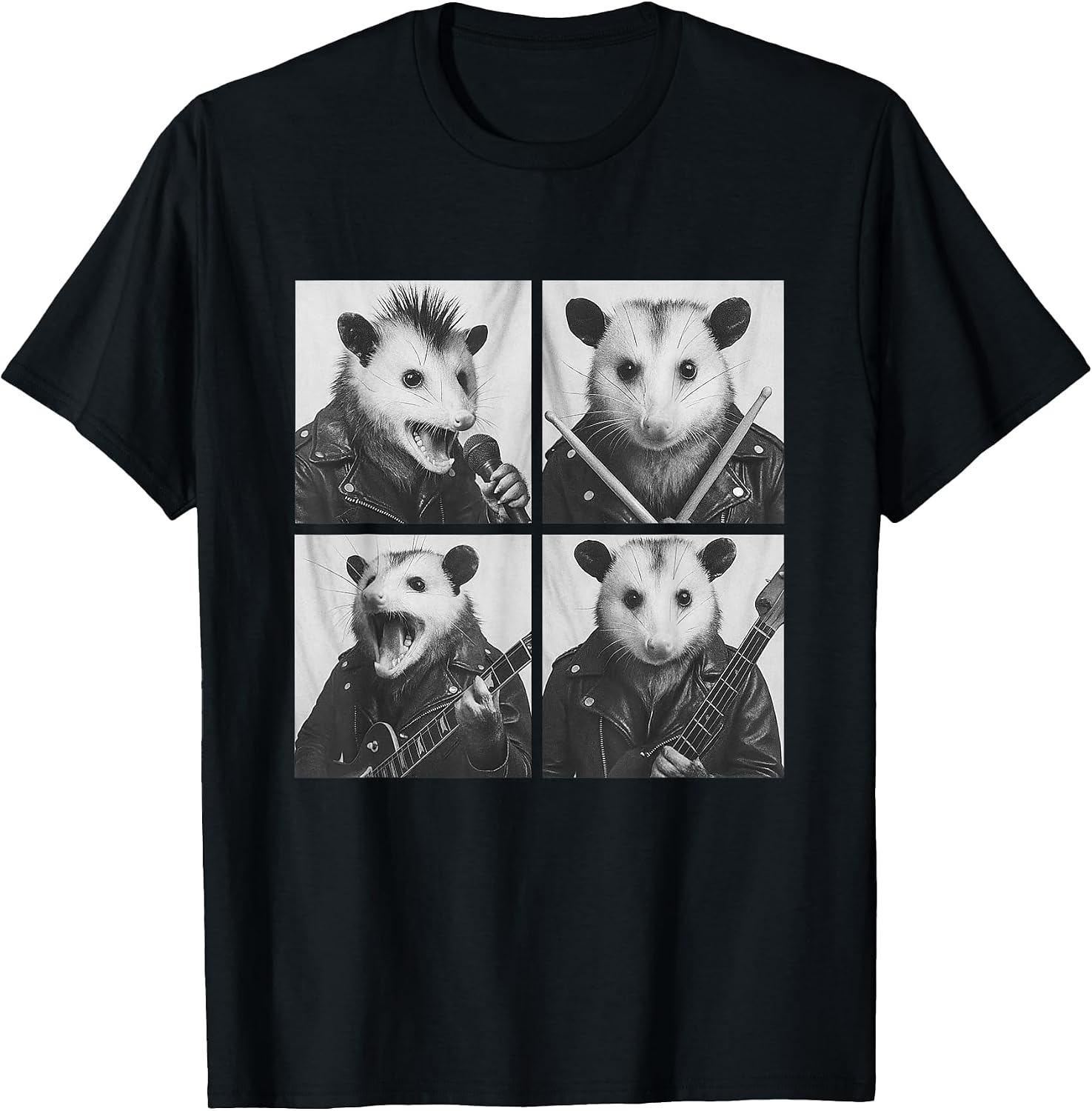 Funny Opossum Musicians Animals Rock Music Emo Punk Band T-Shirt