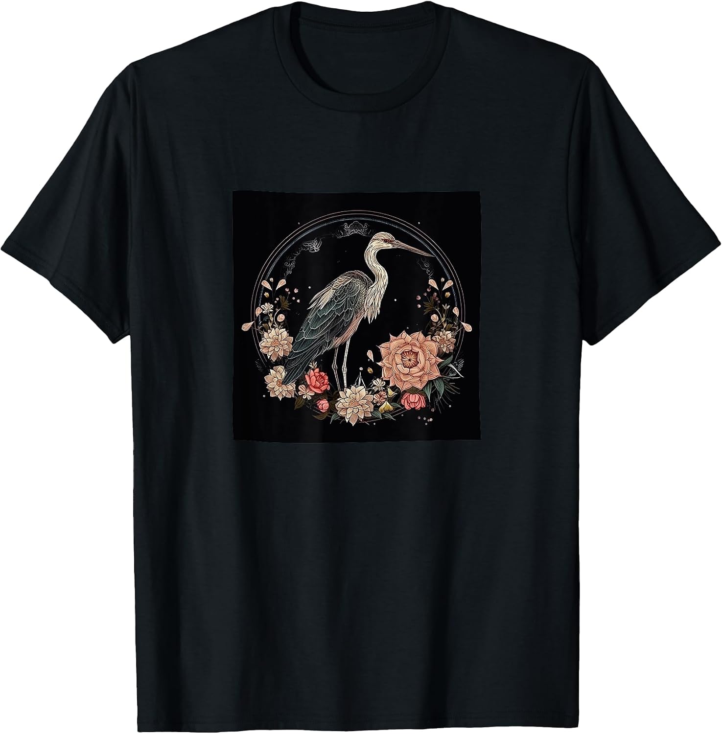 Crane Boho Flowers Graphic Merch
