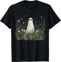 Cute Ghost in Wildflower Spooky Fall Halloween Tee