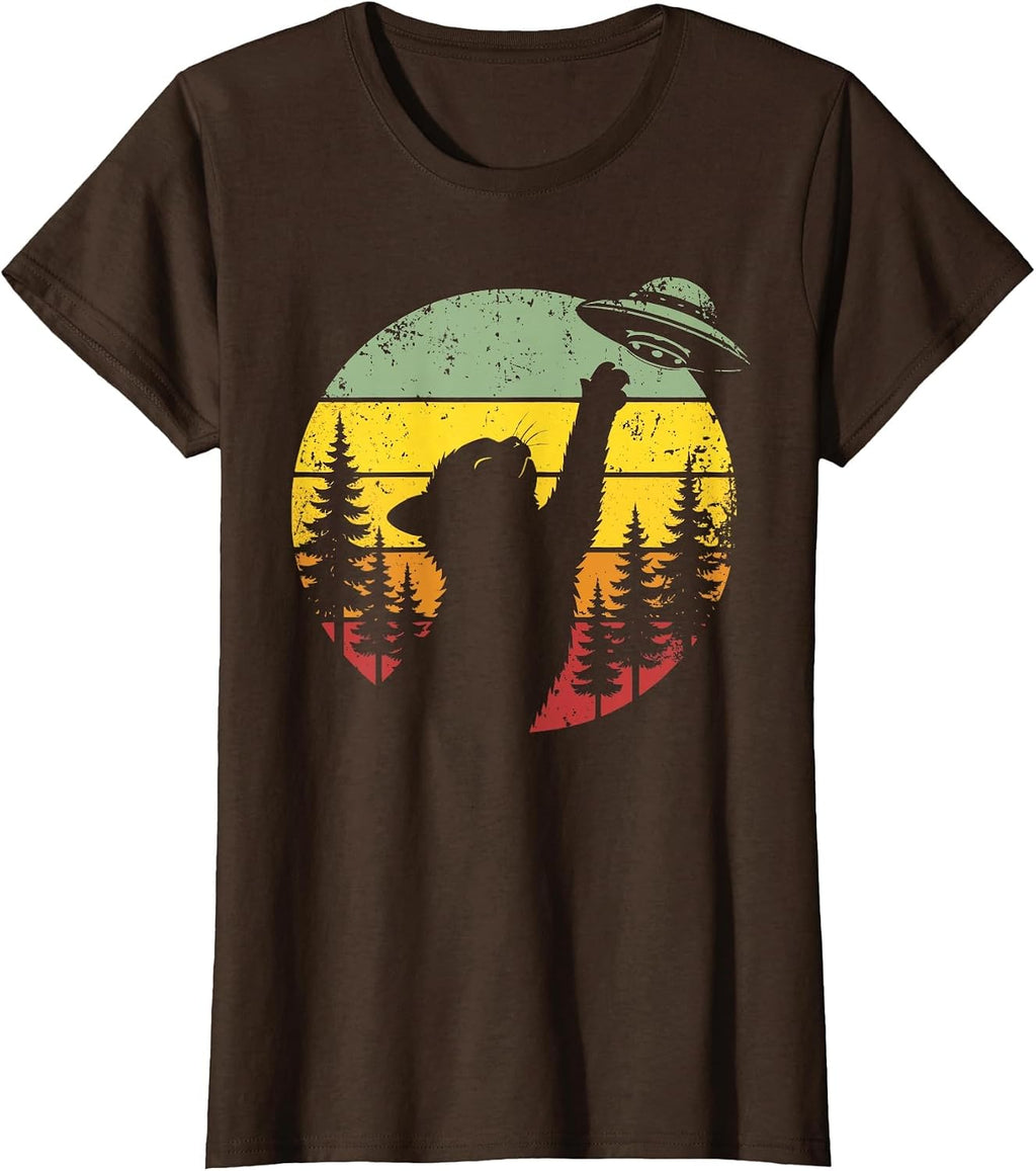 Alien Cat Sunset UFO Day Merch...