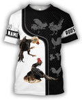 Personalized Rooster White Black 3D Shirt for Men & Women, Custom Name 3D T - Shirts Gift for Birthday, Anniversary