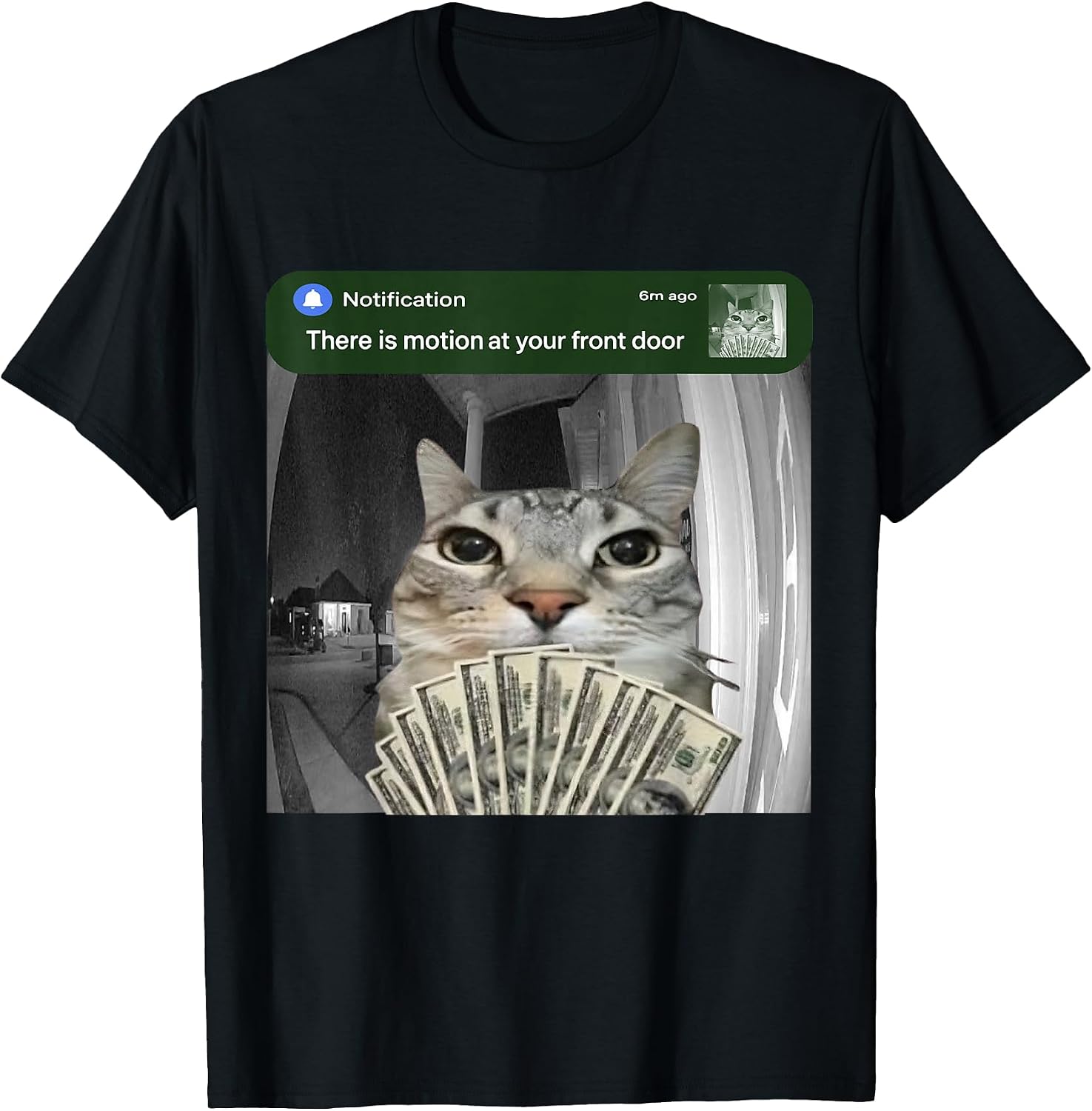 There is Motion at Your Front Door Funny Cat Motion Meme T-Shirt