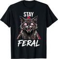 Stay Feral Angry Funny Cat Meme Animal Lover T-Shirt