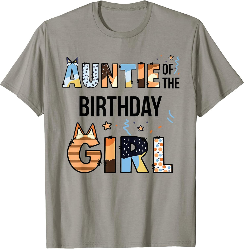 Auntie of The Birthday Girl Party Blue Dog Lover Matching T-Shirt