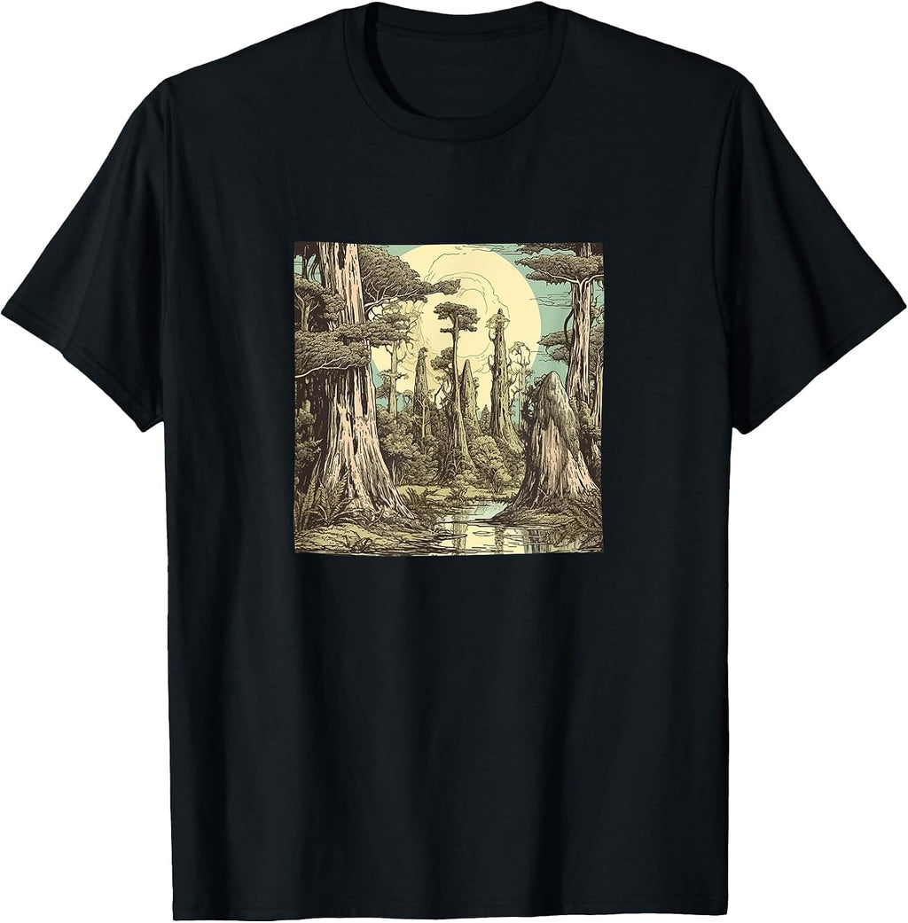 Swamp With Cypress Trees Vintage Landscape Merch