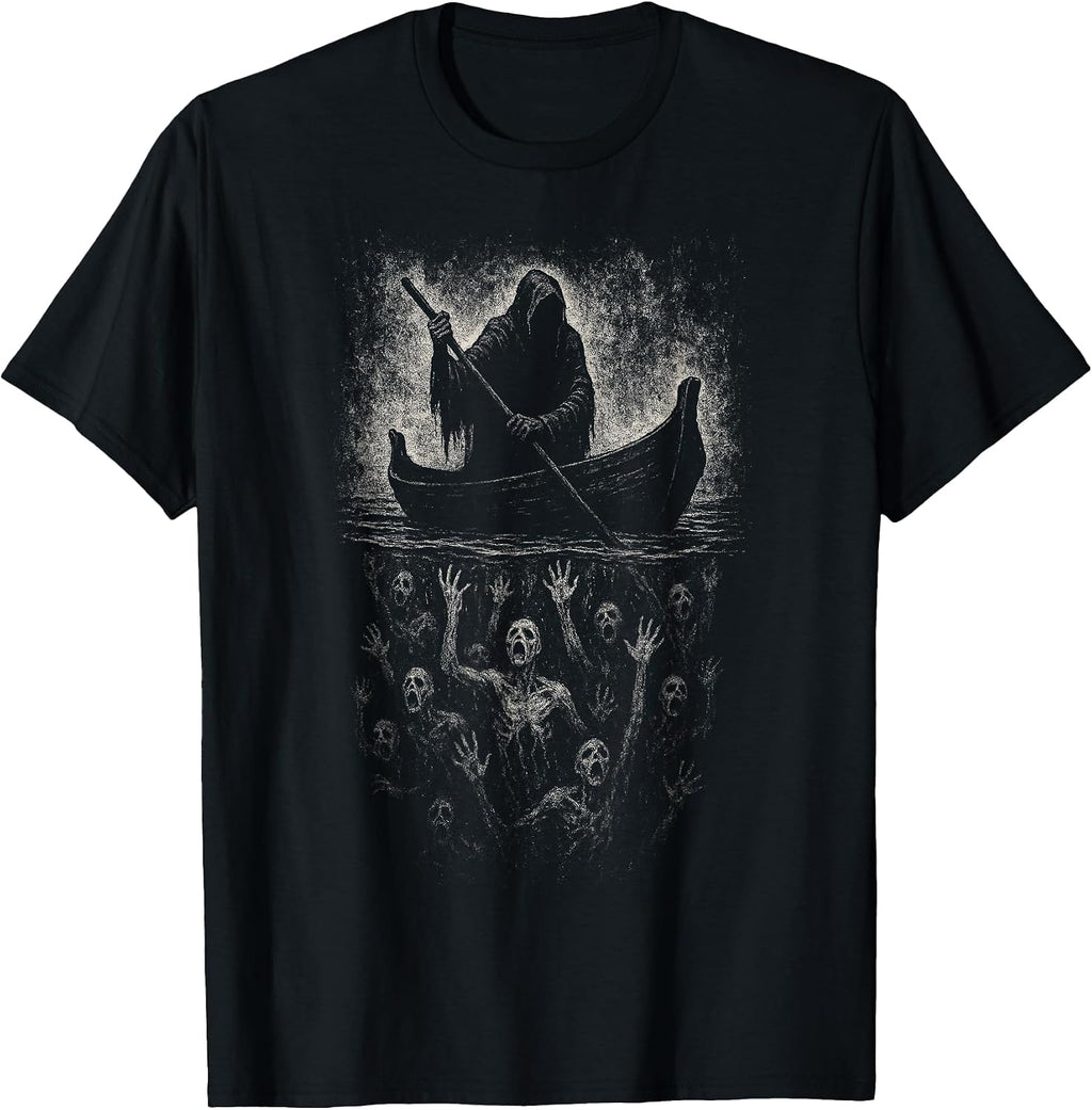 Reaper Horror Goth Charon Hades Underworld Mythology Alt Art T-Shirt