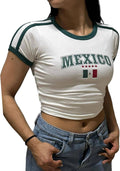 Mexico Jersey Shirt Women Summer Y2k Graphic Baby Tees Short Sleeve Cute Crop Tops Mexican Vintage 2000s Clothing