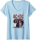 Womens Official AC/DC Rock Music Highway to Hell Circle Band Logo V-Neck T-Shirt