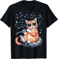 Marching Band Musician Flutist Cat Playing Flute Player T-Shirt