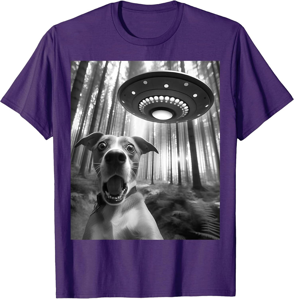 Dog Selfie With Alien UFO Tee